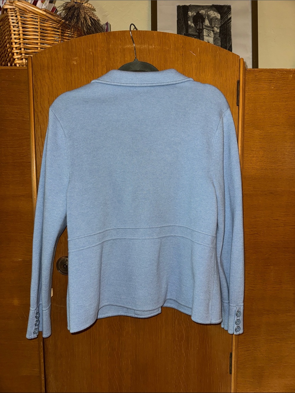Talbots Pale Blue Notched-Collar Button Front Blazer - Picture 4 of 6
